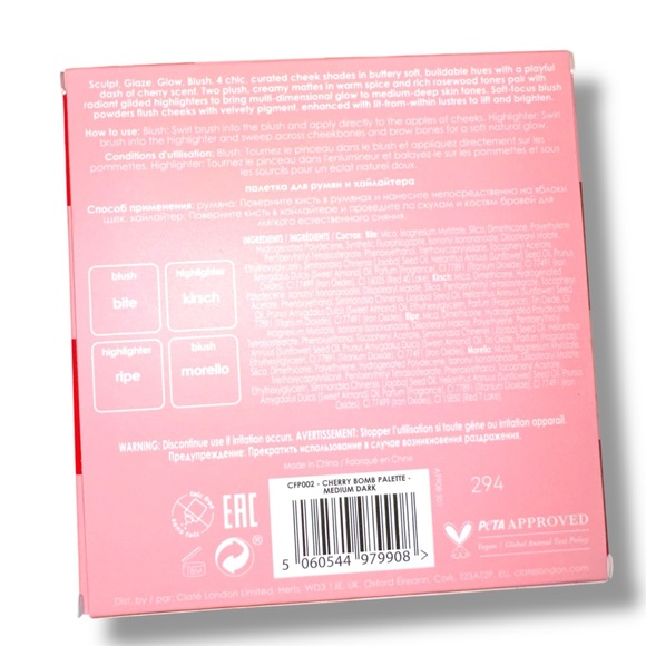 Ciaté London Cherry Bomb Blush and Highlighter Palette NIB MEDIUM DARK QUAD - Picture 3 of 3